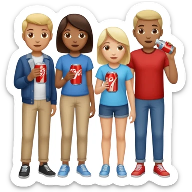 A group of thristy people having soda. sticker