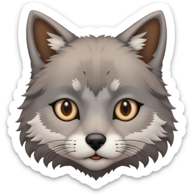 Cat and wolf mix with small slim eyes sticker