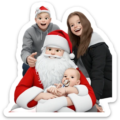 smiling girl with santa hat sticker