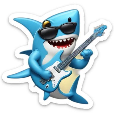 Shark with sunglases and an electric gitar sticker