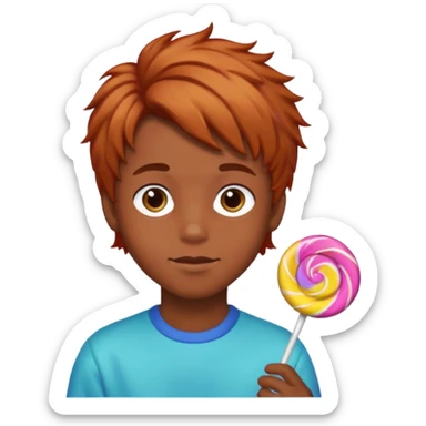 boy with hair looking like candy sticker