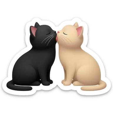 black and beige cats are kissing sticker