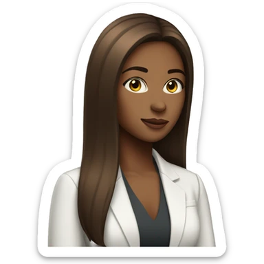 white successful woman with straight brown hair beautiful sticker