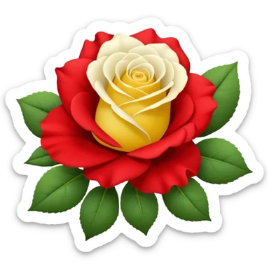 One red flower and one white flower and one small yellow rose below them sticker