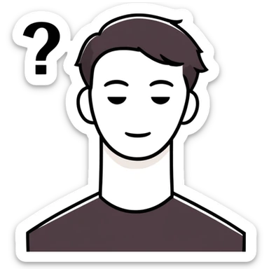 silhouette of a head with shoulders of a man painted in dark color and the edges are semi-blurred, and on the place where his face should be there is a white question mark sticker