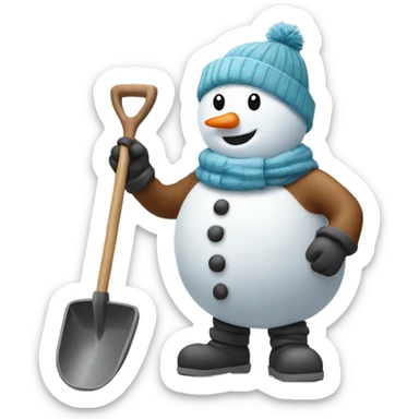 Snowman holding shovel  sticker
