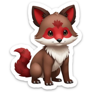 Cute cool white red dark-brown animal hybrid Fakemon full body sticker