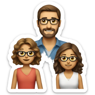 Familia de padre rubio con gafas, madre de pelo largo castaño y niño rubio sticker