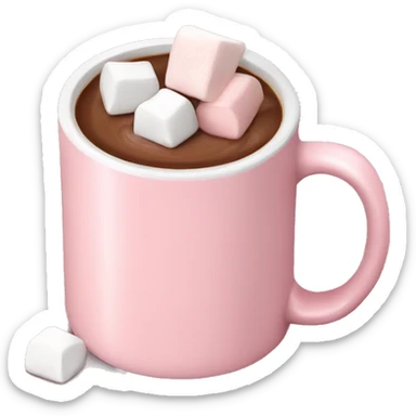 Light Pink mug of hot chocolate with marshmallows  sticker