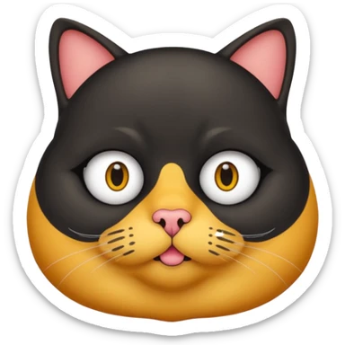 Un gato negro gordito con los ojos de color amarillos sentado sticker