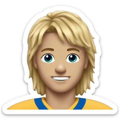 Dirty blonde with modern mullet at 17 years old in lions jersey  sticker