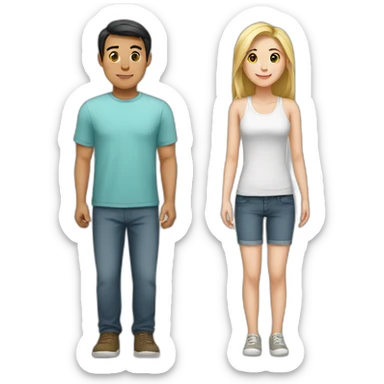 asian male and white female toegether sticker