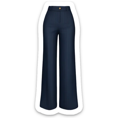 Realistic isolated side view of a pair of high waist long wide leg navy blue Pinstripe dressy casual pants. sticker