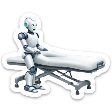 Robot giving massage on table sticker