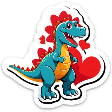 Red Valentine’s Day dinosaur sticker