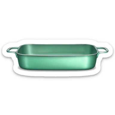 Realistic empty metallic mint green baking pan with handles sticker