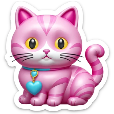 rococo kawaii style inflatable pink puffy cat sculpture  sticker