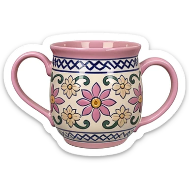 Pink white & beige Talavera mug  sticker