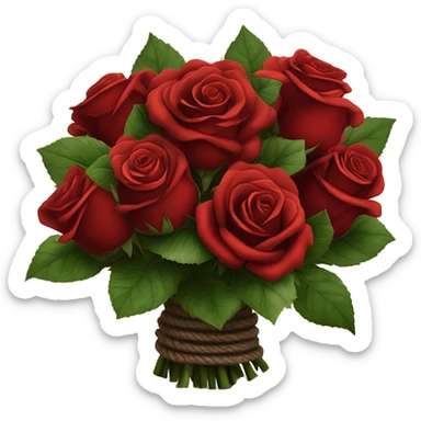 Bouquet red roses binded with rope sticker