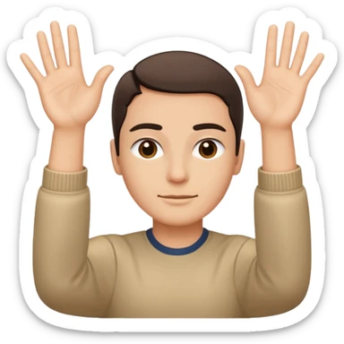 A calm face with one eyebrow slightly raised and both hands out in front, palms up, like saying ‘well, obviously’ — expressing a logical or self-evident reaction. sticker