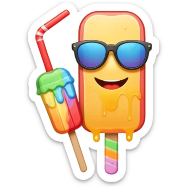popsicle with accessories and eyes sticker