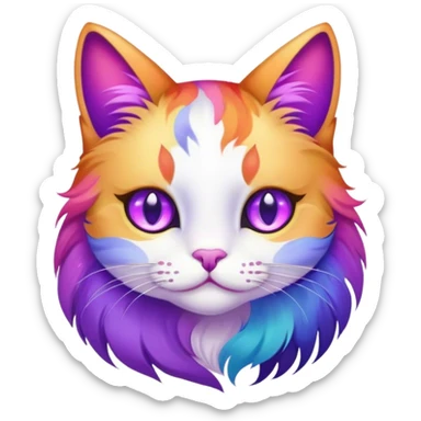 Rainbow cat with purple eyes sticker
