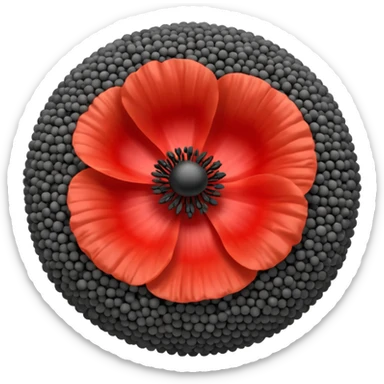 poppy seeds scatter or mound tiny round dark grey to blue-black matte subtle texture spherical minuscule natural tone variation no jar spoon baked goods or faces clean 3D soft shadows transparent background emoji scale sticker