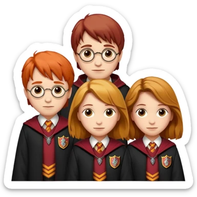 harry potter, ronald weasley and hermione granger in gryfinndor uniform sticker