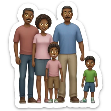 Father mother with four sons sticker