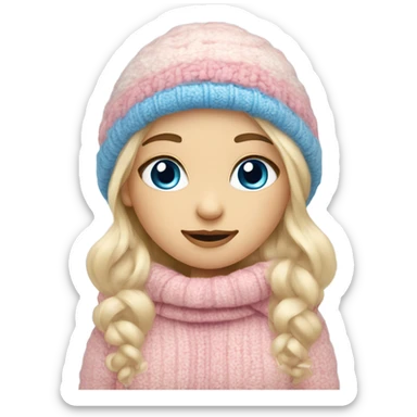 cozy beautiful finnish blond brown pink with blue eyes winter girl sticker