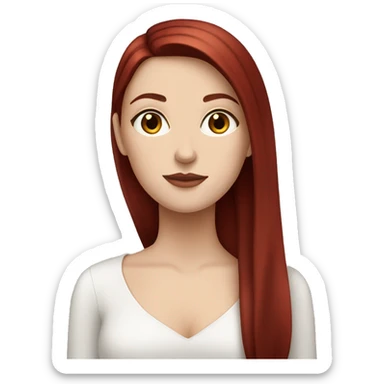 white girl, dark red hair straight, elegant sticker