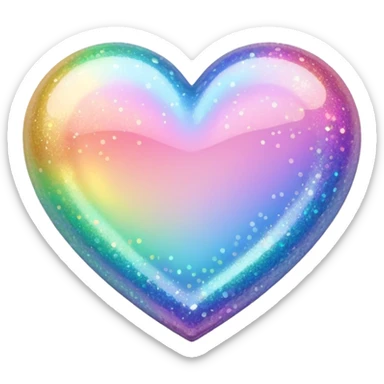 glitter heart with pastel rainbow colors sticker