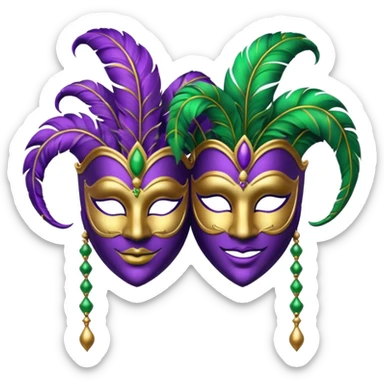 2 jesters masks for mardi gras in purple gold and green like this emoji : 🎭 sticker