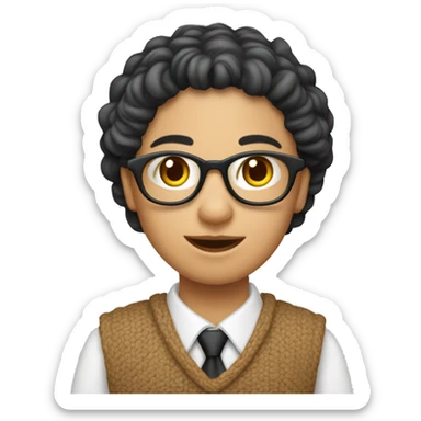 Profesora de infantil tejiendo con agujas de punto y lana sticker