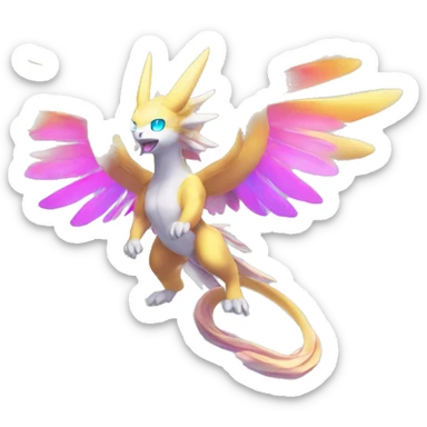 Celestial Godly Crystallic Colorful Vibrant Colors Flying Advanced Fakémon-Legendary-Pokémon-Creature Full Body sticker
