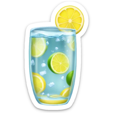 Vaso PEQUEÑO CON agua, hielo Y RODAJA DE LIMÓN EN EL BORDE DEL VASO sticker