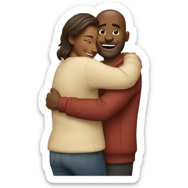 Couple hug with warm smile sticker