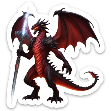 A dungeons and dragons giant red dragon fighting lord Soth the death knight sticker