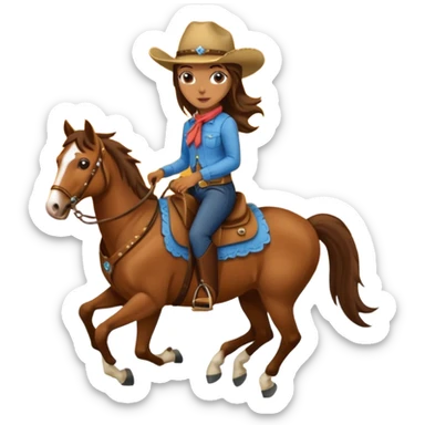 cowgirl on horse riding into sunset sticker