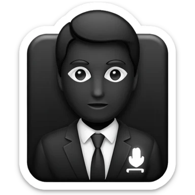 Administrator black shape S white glowing logo icon transparent background sticker