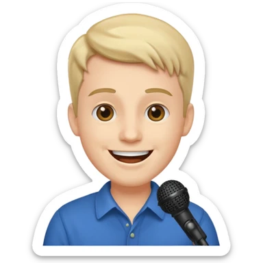 happy man speaks into the microphone sticker