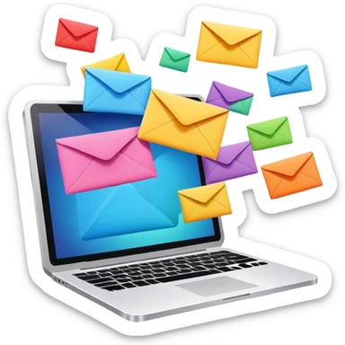 Envelopes flying out of a computer  sticker