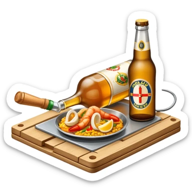mouse trap with a beer and a paella sticker