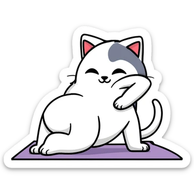 cat in downward dog yoga pose, triangle pose with raised hips sticker