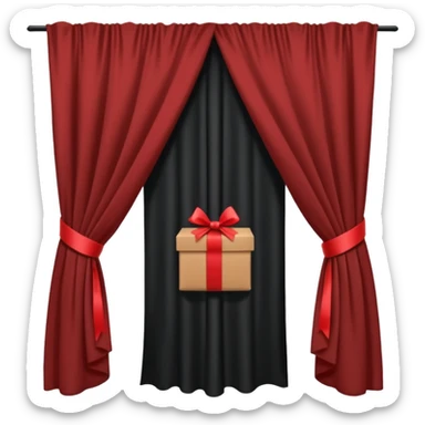 silhouette of a package hidden behind a curtain sticker