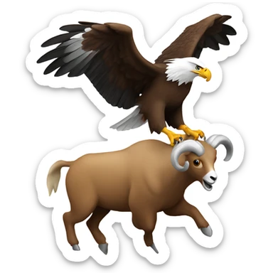 An eagle going after a ram sticker