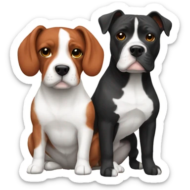 Red haired couple holding black and white English staffordshire sticker