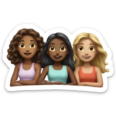 Three girls on boat sticker