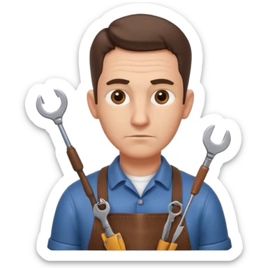 professional locksmith portrait, head and shoulders only, serious focused expression, leather apron collar, small lockpick tools visible, 3D cartoon, mobile game icon style, clean background, no text, no watermark
 sticker