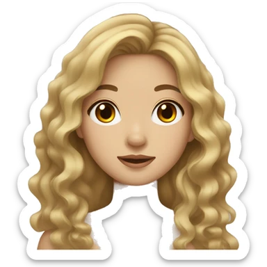 Dark blonde hair asian girl with wavy hair  sticker